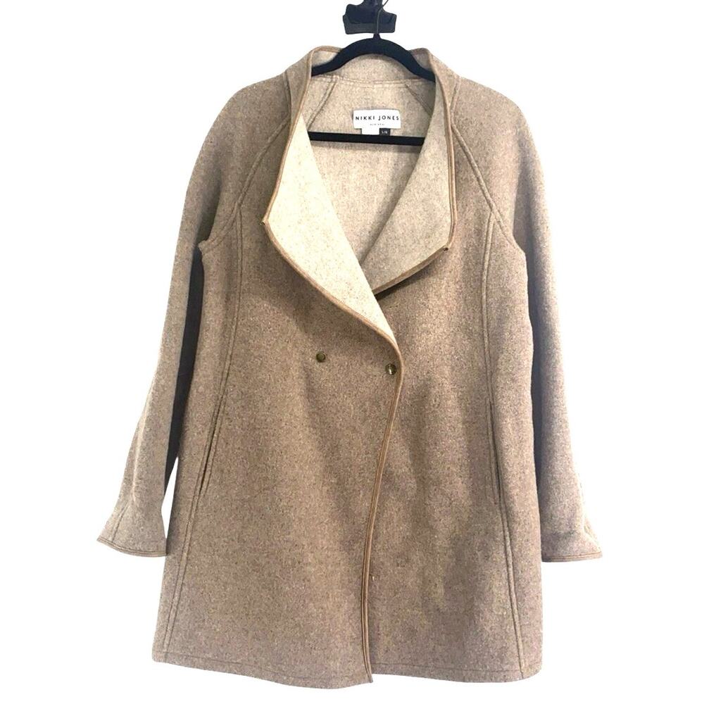Nikki Jones Montreal Wool Blend Coat Snap Front Pockets Large